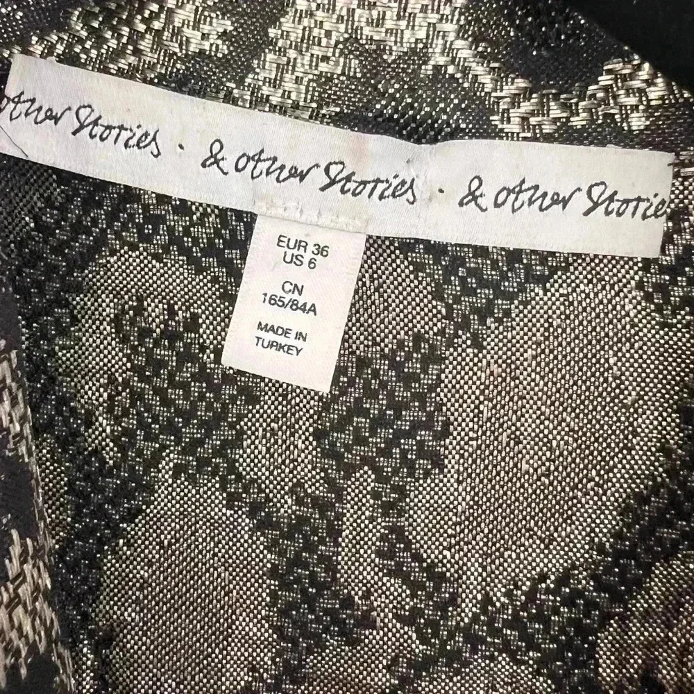 & Other Stories Silk Blend Metallic Anomal Print Mini Cocktail Dress Size 6 - Picture 12 of 16